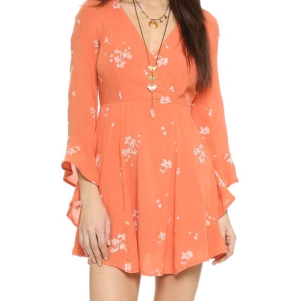 Free People Orange Floral Mini Dress